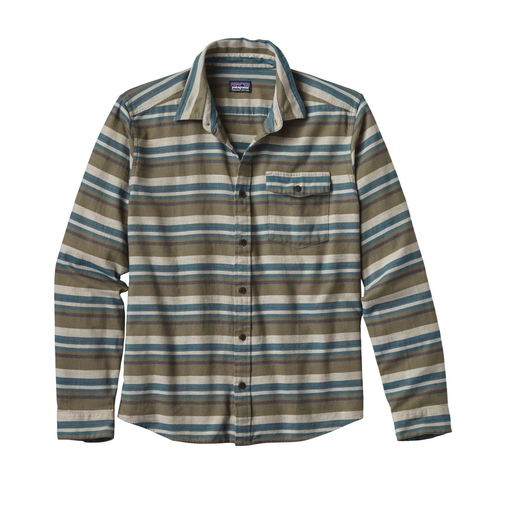 Patagonia Fjord Flannel Organic Cotton Striped Shirt - Brown and Gray